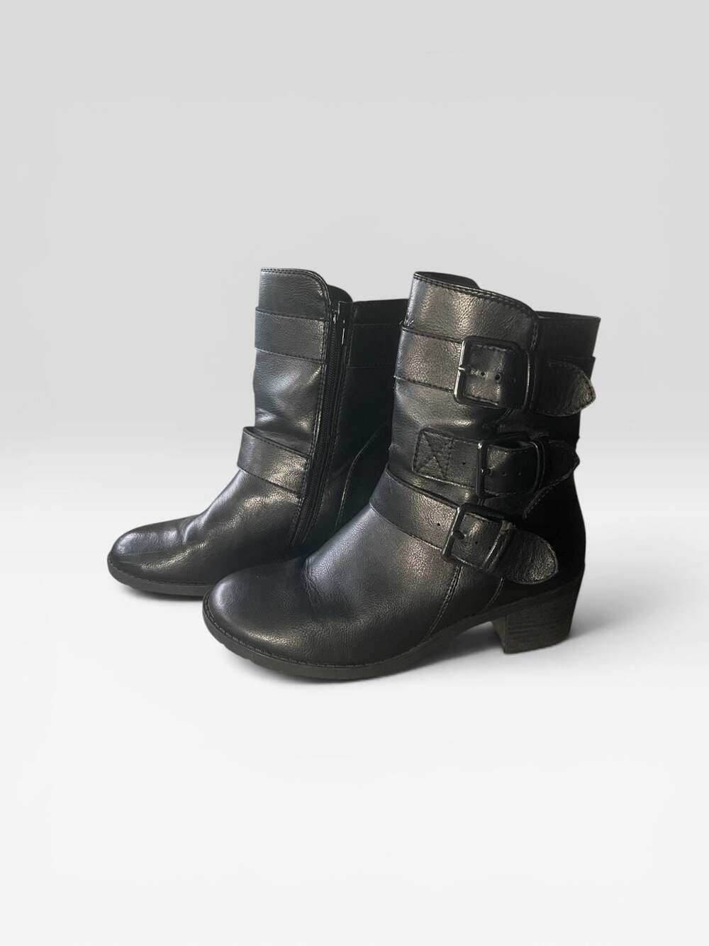 Relativity RE-BARTON Black Buckle Moto Ankle Boots Size 8M